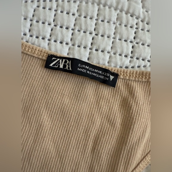 Zara Tan Sleeveless Crop Tank Top - Picture 3 of 3